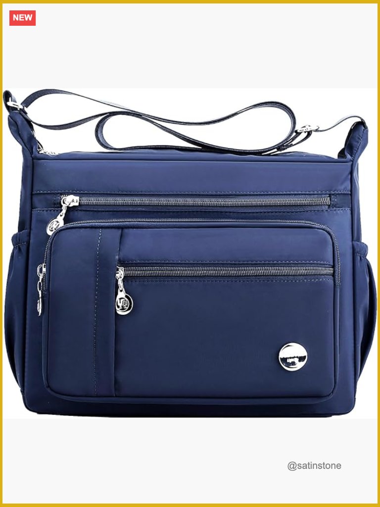 Nylon Lightweight Crossbody Satchel With Multiple Pockets And Top Handle